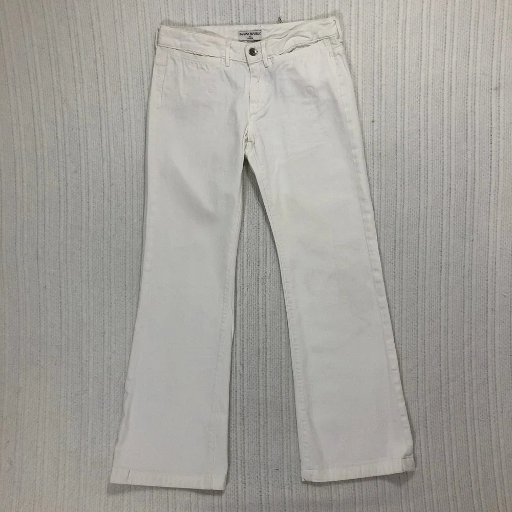 Banana Republic White Denim Flare Leg Jeans‎ Classic Style Women's Size 6R